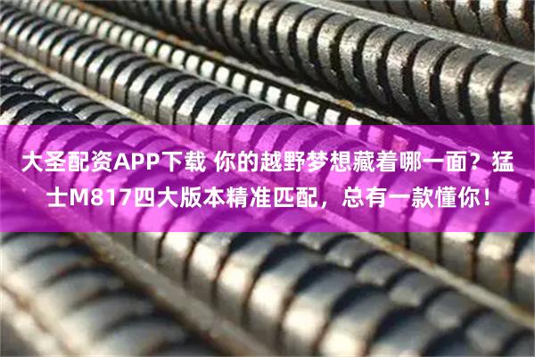 大圣配资APP下载 你的越野梦想藏着哪一面？猛士M817四大版本精准匹配，总有一款懂你！