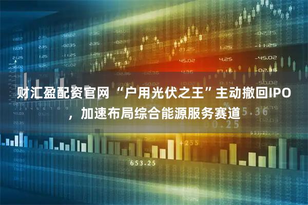 财汇盈配资官网 “户用光伏之王”主动撤回IPO，加速布局综合能源服务赛道